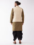 Men's Cream Silk Blend Jacket With Kurta Dhoti Set