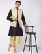 Men's Black Silk Blend Jacket With Kurta Dhoti Set