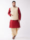 Men's Maroon Silk Blend Jacket With Kurta Dhoti Set