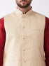 Men's Maroon Silk Blend Jacket With Kurta Dhoti Set