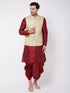 Men's Cream Silk Blend Jacket With Kurta Dhoti Set