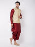 Men's Cream Silk Blend Jacket With Kurta Dhoti Set