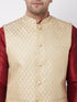 Men's Cream Silk Blend Jacket With Kurta Dhoti Set