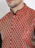 Men's Maroon Silk Blend Jacket With Kurta Pyjama Set