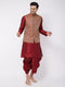 Men's Maroon Silk Blend Jacket With Kurta Dhoti Set