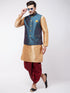Men's Blue Zari Weaved Jacket With Kurta Dhoti Set