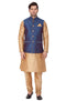 Men's Gold Cotton Silk Blend Kurta, Ethnic Jacket and Pyjama Set