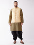 Men's Gold Zari Weaved Jacket With Kurta Dhoti Set
