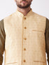 Men's Gold Zari Weaved Jacket With Kurta Dhoti Set