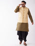 Men's Gold Zari Weaved Jacket With Kurta Dhoti Set
