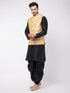Men's Gold Zari Weaved Jacket With Kurta Dhoti Set