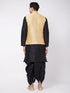 Men's Gold Zari Weaved Jacket With Kurta Dhoti Set