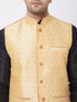 Men's Gold Zari Weaved Jacket With Kurta Dhoti Set