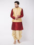 Men's Gold Zari Weaved Jacket With Kurta Dhoti Set