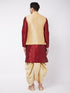 Men's Gold Zari Weaved Jacket With Kurta Dhoti Set