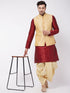 Men's Gold Zari Weaved Jacket With Kurta Dhoti Set