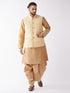 Men's Gold Zari Weaved Jacket With Kurta Dhoti Set