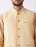 Men's Gold Zari Weaved Jacket With Kurta Dhoti Set
