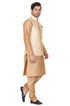 Men's Gold Cotton Silk Blend Kurta, Ethnic Jacket and Pyjama Set