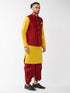 Men's Maroon Zari Weaved Jacket With Kurta Dhoti Set