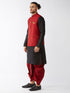 Men's Maroon Zari Weaved Jacket With Kurta Dhoti Set