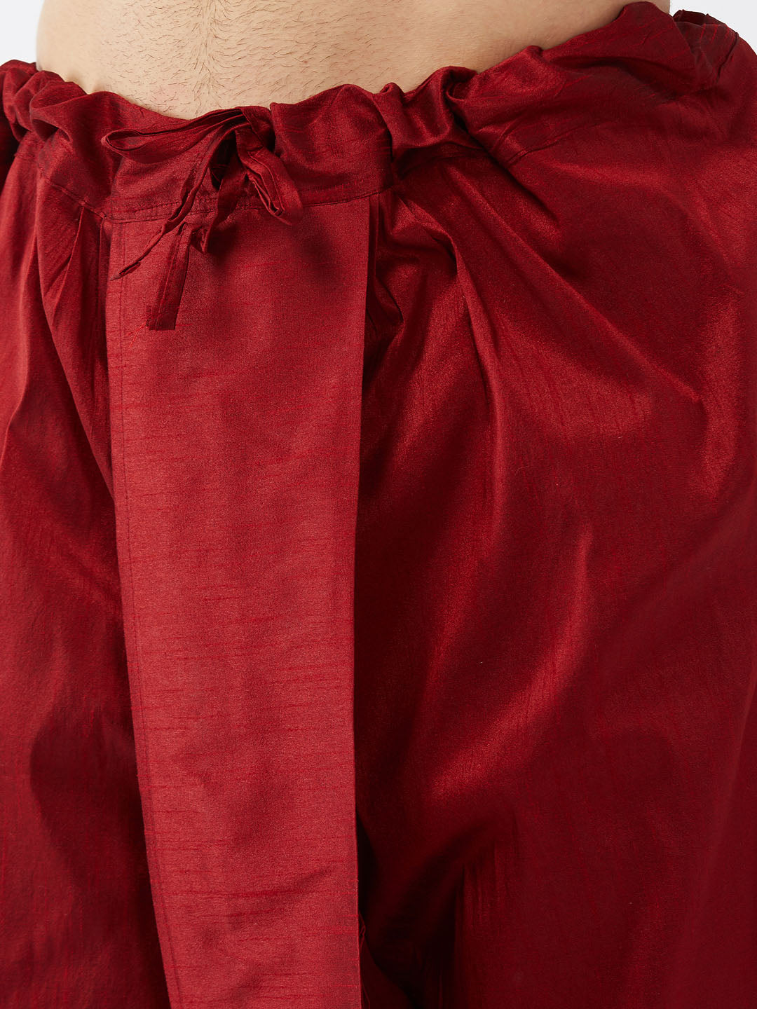 Men's Maroon Zari Weaved Jacket With Kurta Dhoti Set