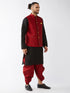 Men's Maroon Zari Weaved Jacket With Kurta Dhoti Set