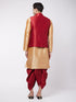 Men's Maroon Zari Weaved Jacket With Kurta Dhoti Set