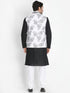 Men's Black Cotton Blend Kurta, Ethnic Jacket and Pyjama Set