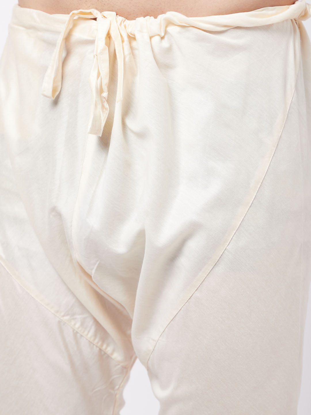 Men's Viscose Cream Kurta And Pyjama With Grey Woven Nehru Jacket