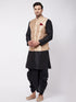 Men's Rose Gold Jacquard Jacket With Kurta Dhoti Set