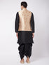 Men's Rose Gold Jacquard Jacket With Kurta Dhoti Set