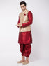 Men's Rose Gold Jacquard Jacket With Kurta Dhoti Set