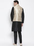 Men's Black Cotton Silk Blend Kurta, Ethnic Jacket and Pyjama Set