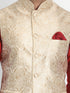 Men's Maroon Cotton Silk Blend Kurta, Ethnic Jacket and Pyjama Set