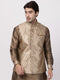 Men's Gold Cotton Silk Blend Ethnic Jacket
