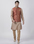 Men's Maroon Cotton Silk Blend Ethnic Jacket