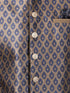 Men's Dark Blue Cotton Silk Blend Ethnic Jacket
