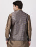 Men's Dark Blue Cotton Silk Blend Ethnic Jacket
