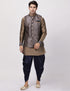 Men's Dark Blue Cotton Silk Blend Ethnic Jacket