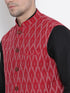 Men's Black Cotton Kurta, Ethnic Jacket and Pyjama Set