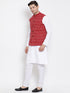 Men's White Cotton Kurta, Ethnic Jacket and Pyjama Set