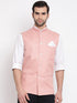 Men's Peach Solid Classic Royal Cotton Blend Nehru Jacket