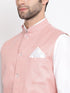 Men's Peach Solid Classic Royal Cotton Blend Nehru Jacket