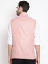 Men's Peach Solid Classic Royal Cotton Blend Nehru Jacket