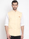 Men's Cream Solid Classic Royal Cotton Blend Nehru Jacket