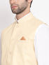 Men's Cream Solid Classic Royal Cotton Blend Nehru Jacket