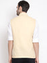 Men's Cream Solid Classic Royal Cotton Blend Nehru Jacket