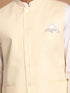 Men's White Cotton Kurta, Solid Royal Nehru Jacket And Pyjama Set
