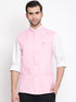 Men's Pink Solid Classic Royal Cotton Blend Nehru Jacket